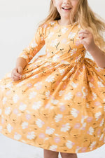Mila & Rose ® Dandelions in Fall 3/4 Sleeve Pocket Twirl Dress - 