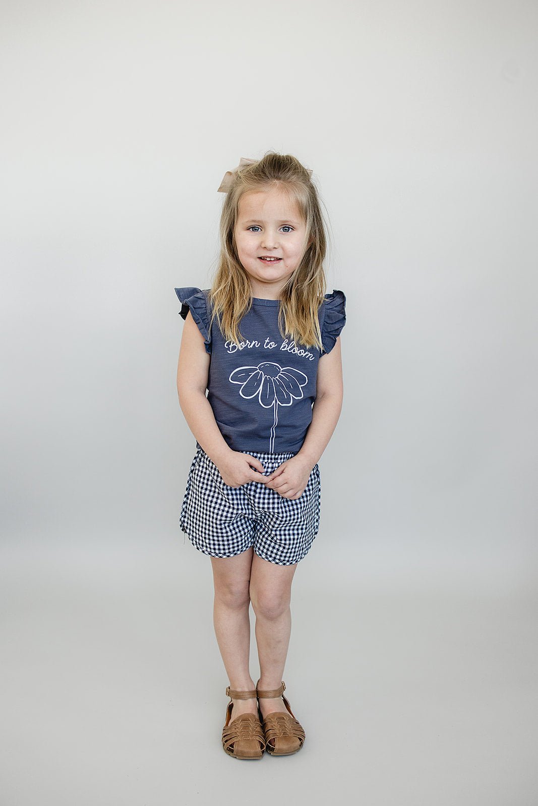 Mebie Baby Dark Blue Gingham Shorts for Baby Summer Playtime Fun - 