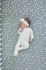 Mebie Baby Dark Green Daisy Bamboo Stretch Crib Sheet for Standard 52x28 Crib Mebie Baby - 