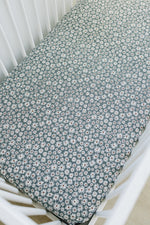Mebie Baby Dark Green Daisy Bamboo Stretch Crib Sheet for Standard 52x28 Crib Mebie Baby - 
