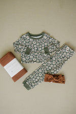 Mebie Baby Dark Green Daisy Ribbed Bamboo Cozy Set - 