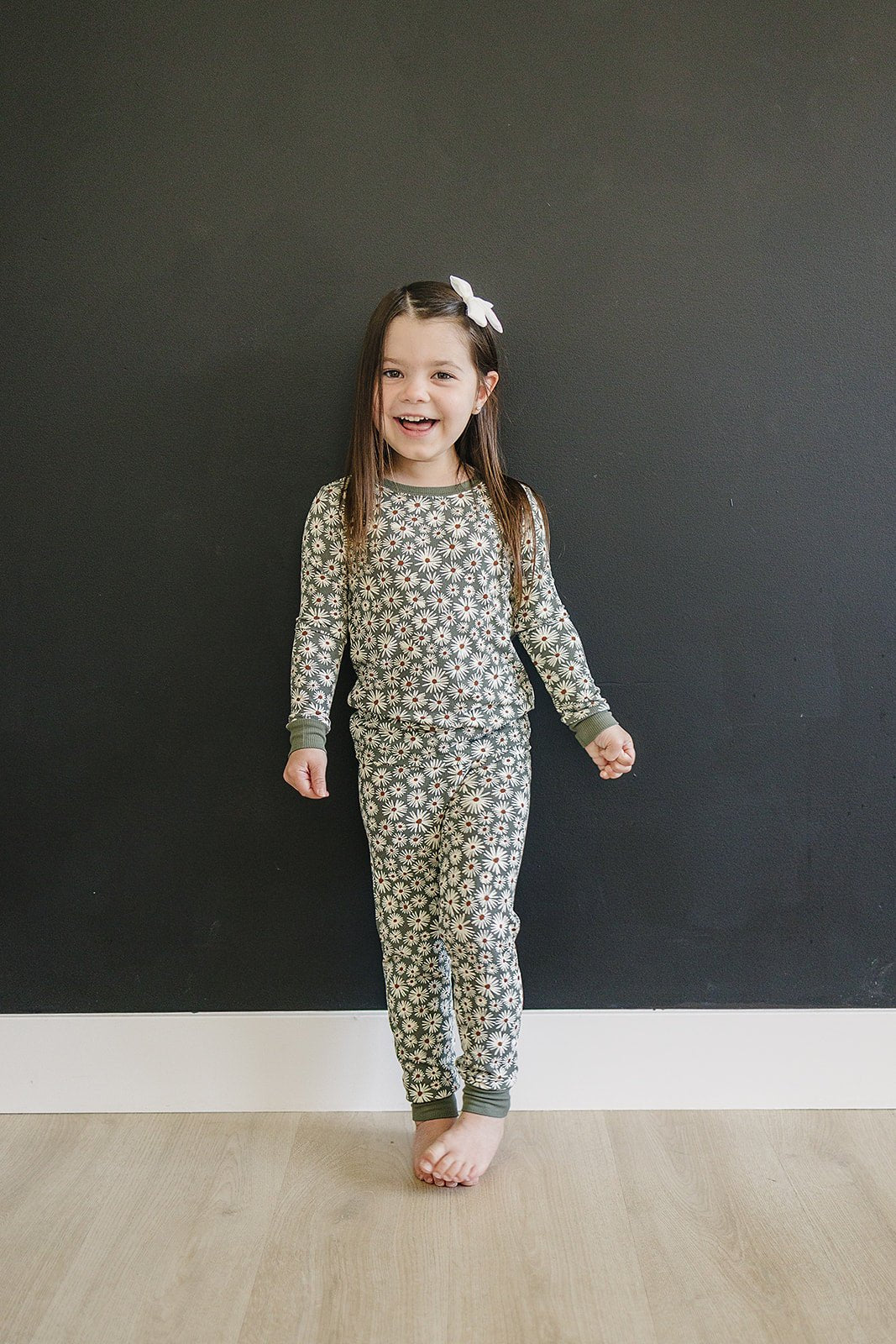 Mebie Baby Dark Green Daisy Ribbed Bamboo Cozy Set - 