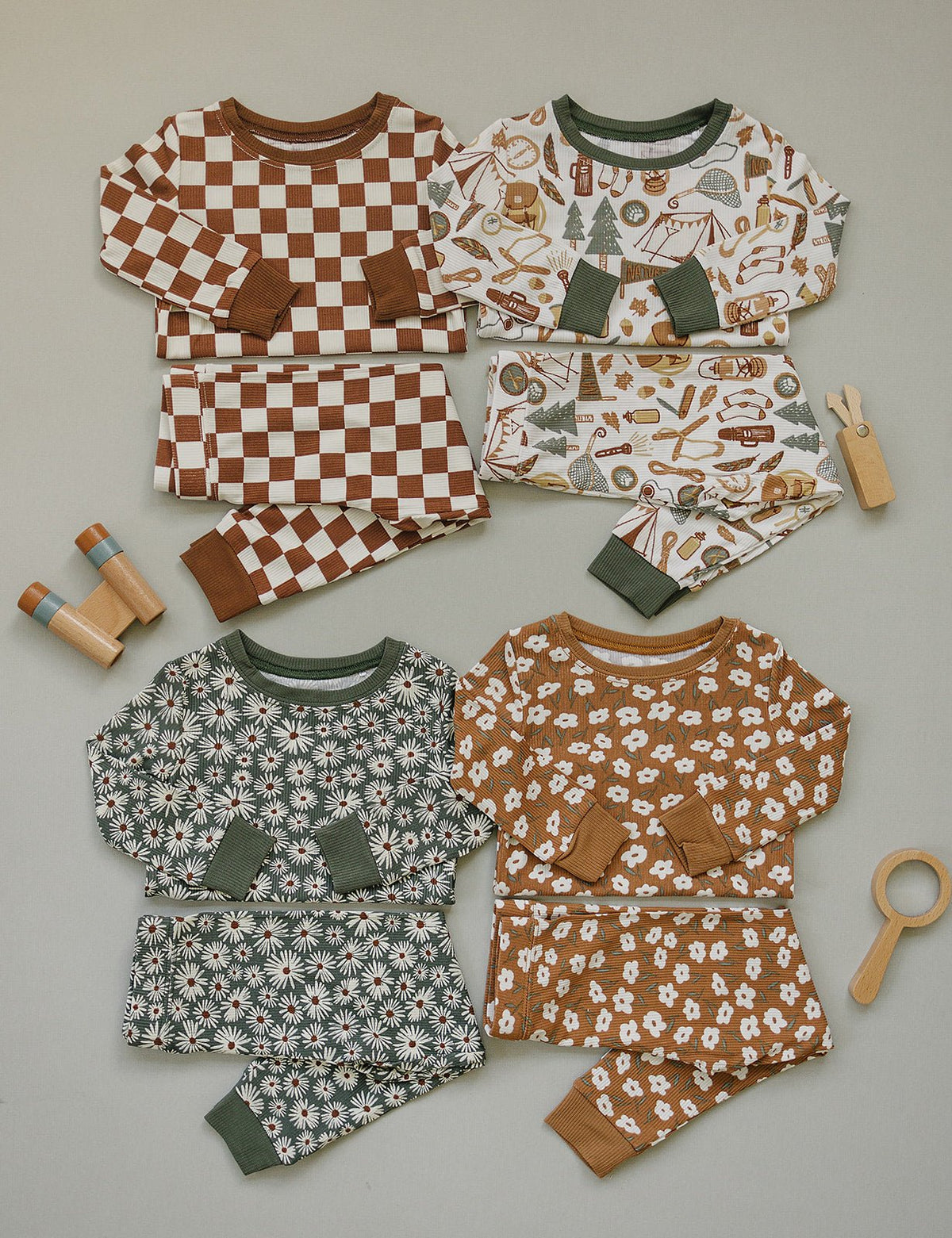 Mebie Baby Dark Green Daisy Ribbed Bamboo Cozy Set - 