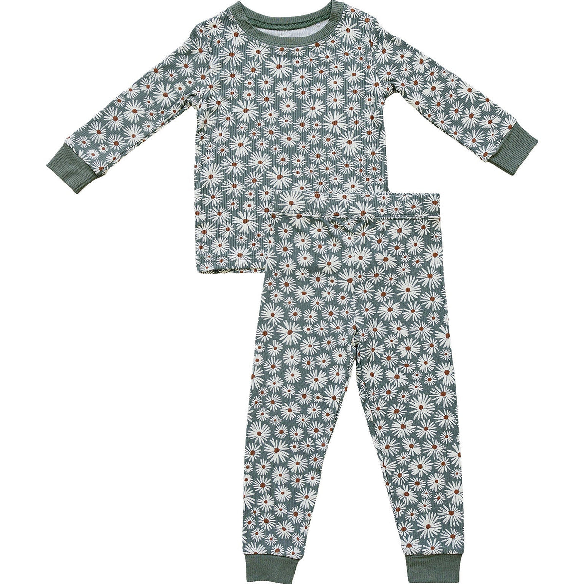 Mebie Baby Dark Green Daisy Ribbed Bamboo Cozy Set - 