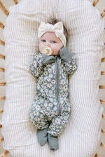 Mebie Baby Dark Green Daisy Ribbed Bamboo Zipper - 