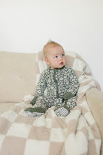 Mebie Baby Dark Green Daisy Ribbed Bamboo Zipper - 
