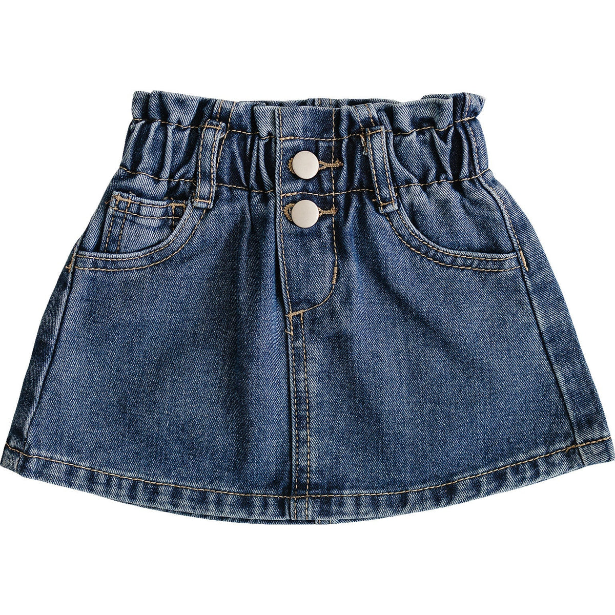 Dark Wash Denim Skirt - Denim, Pocket, Button, Skort, A-line | Everetts Place