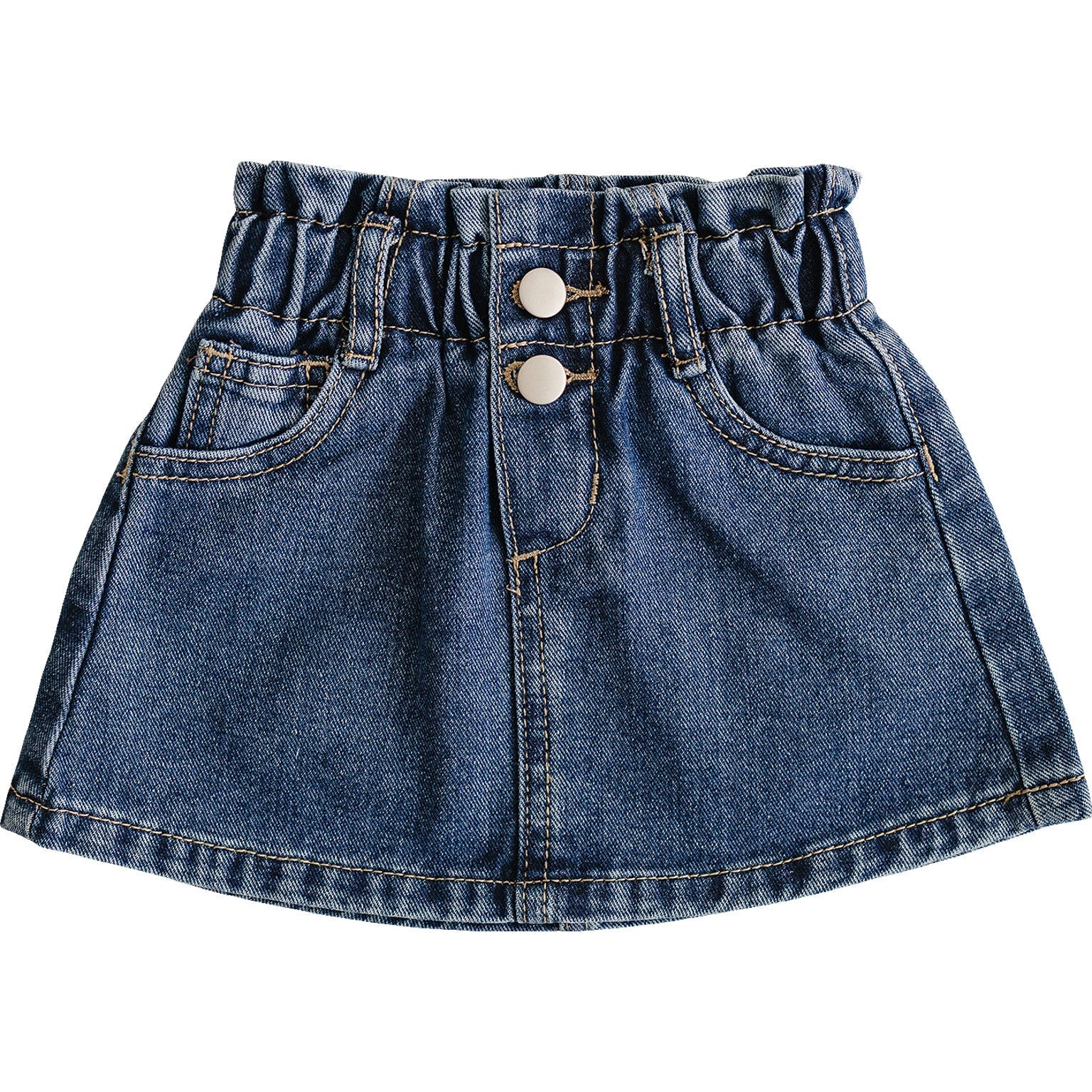 Dark Wash Denim Skirt - Denim, Pocket, Button, Skort, A-line | Everetts Place