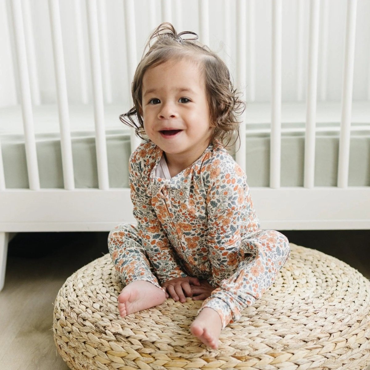 Little Joy Co. Darling Ditsy Bamboo Zippy Romper With Foldover Feet - Everetts Place Boutique - 