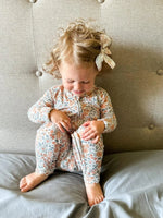 Little Joy Co. Darling Ditsy Bamboo Zippy Romper With Foldover Feet - Everetts Place Boutique - 