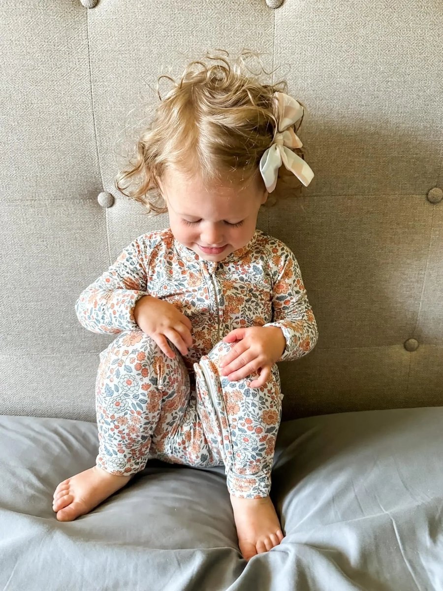 Little Joy Co. Darling Ditsy Bamboo Zippy Romper With Foldover Feet - Everetts Place Boutique - 