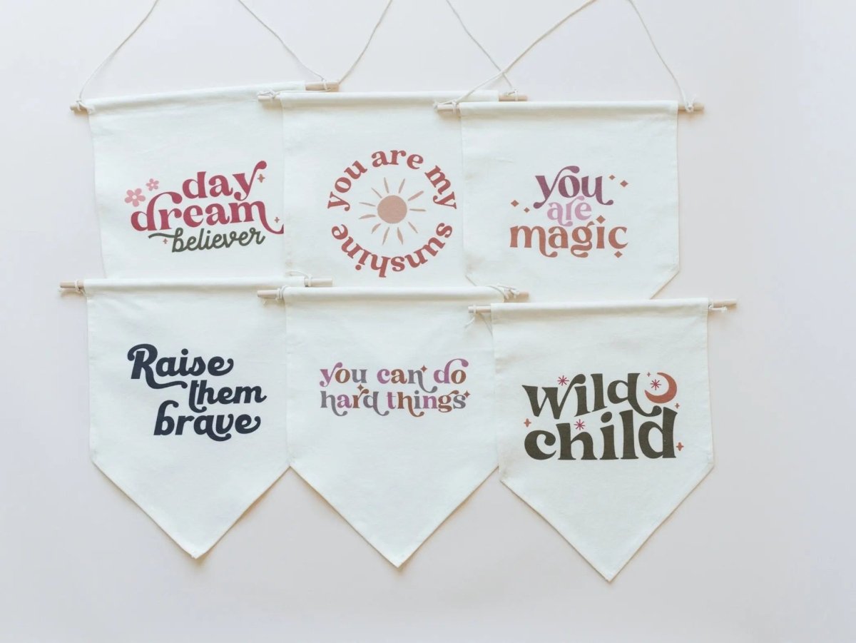 Little Joy Co. Daydream Believer Canvas Pennant Natural Wooden Dowel - Everetts Place Boutique - 