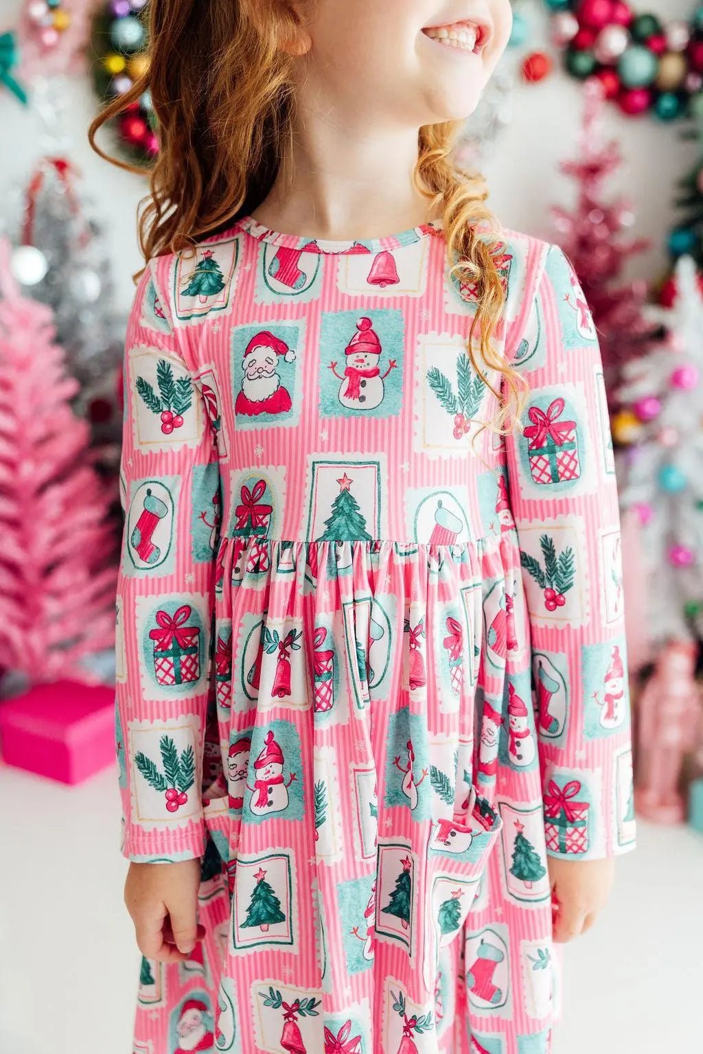 Dear Santa L/S Pocket Twirl Dress - Pink, One-piece garment, Baby & Toddler Clothing, Day Dress, Design | Everetts Place