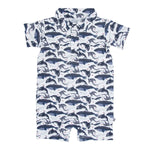 Sweet Bamboo Deep Sea Creatures Whale Polo Romper with Snap Closure for Boys - 