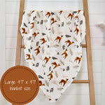 Organic Cotton Muslin Swaddle Blanket - Deer Print by LollyBanks