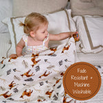 Organic Cotton Muslin Swaddle Blanket - Deer Print by LollyBanks