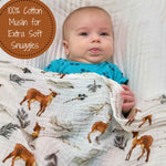 Organic Cotton Muslin Swaddle Blanket - Deer Print by LollyBanks