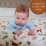 Organic Cotton Muslin Swaddle Blanket - Deer Print by LollyBanks