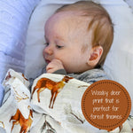 Organic Cotton Muslin Swaddle Blanket - Deer Print by LollyBanks