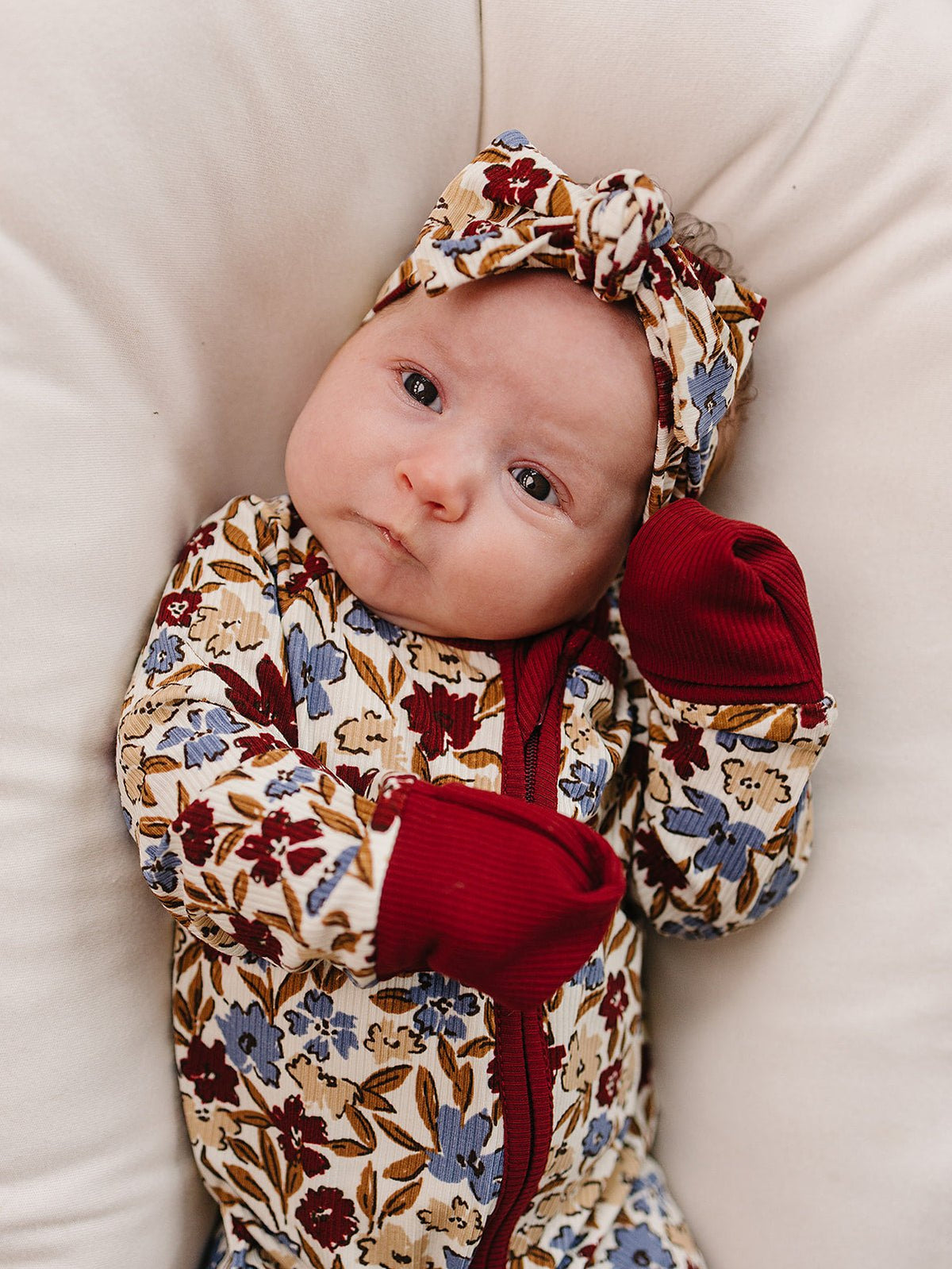 Mebie Baby Desert Floral Ribbed Bamboo Head Wrap - 