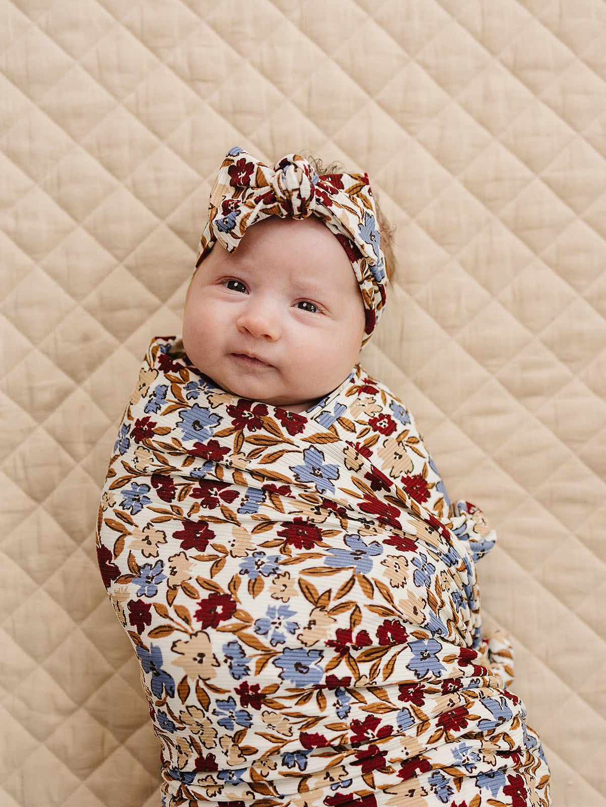 Mebie Baby Desert Floral Ribbed Bamboo Head Wrap - 