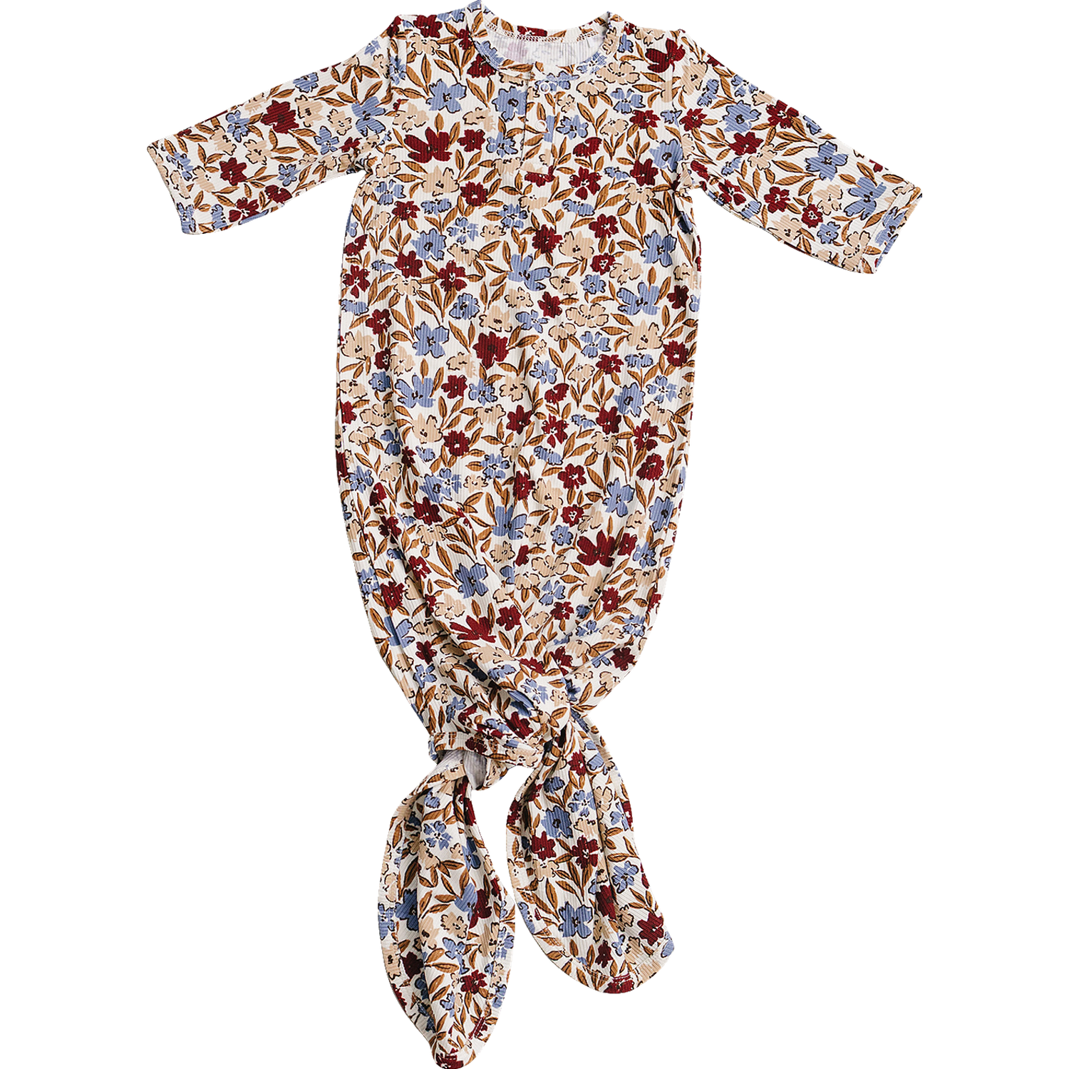 Mebie Baby Desert Floral Ribbed Bamboo Knot Gown - 