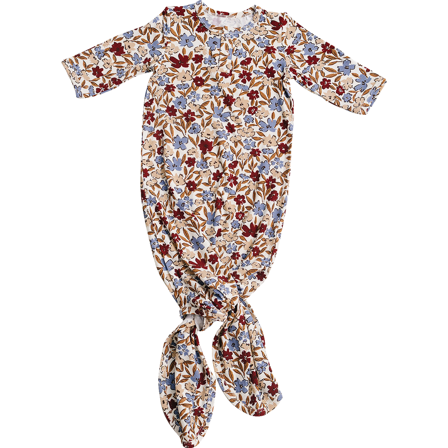 Mebie Baby Desert Floral Ribbed Bamboo Knot Gown - 