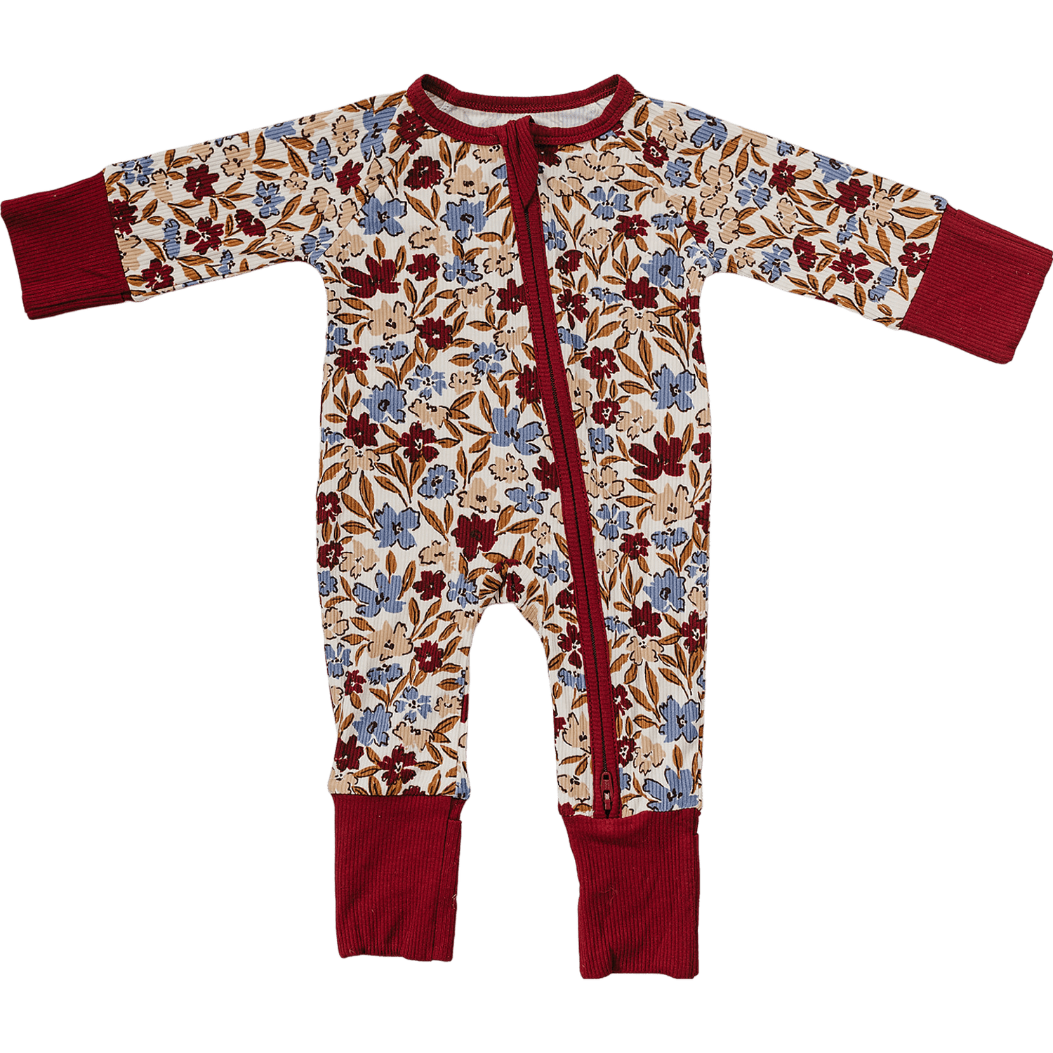 Mebie Baby Desert Floral Ribbed Bamboo Zipper Pajamas for Babies by Mebie Baby - 