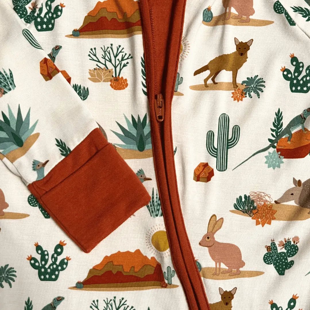 Kolorful Desert Friends Bamboo Baby Pajama with Two Way Zipper Design - Everetts Place Boutique - 