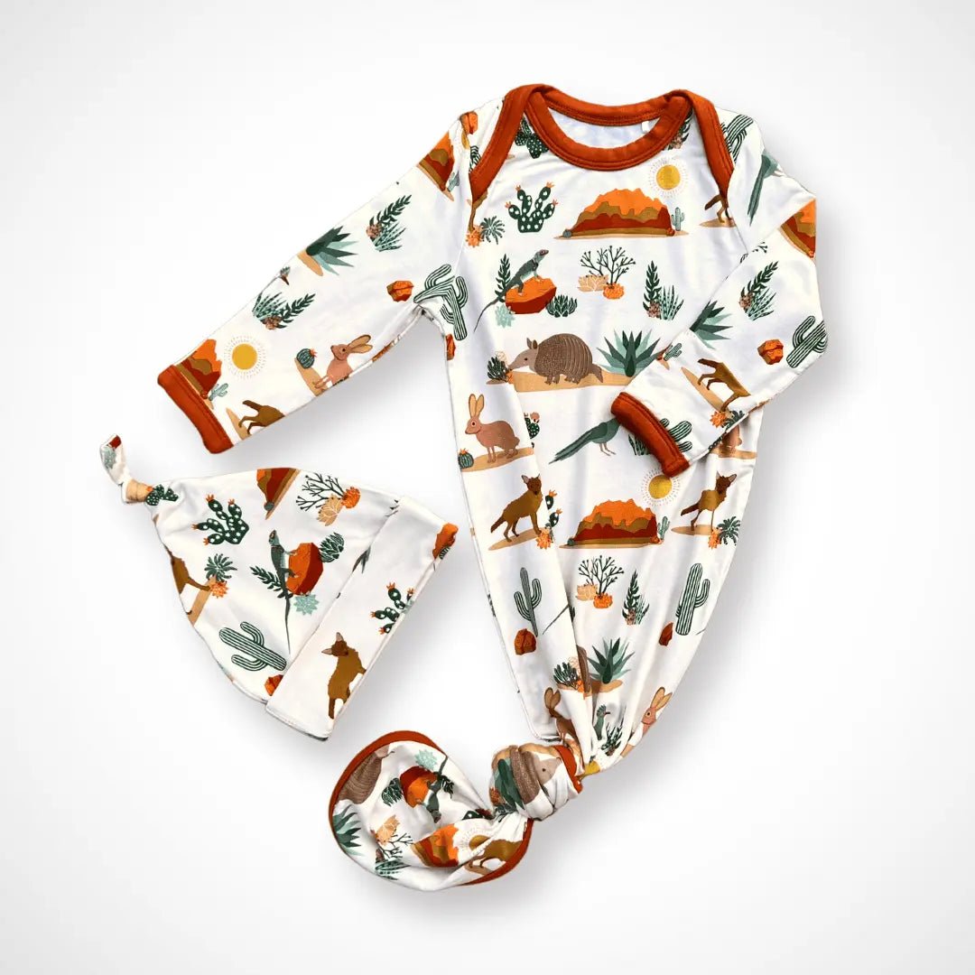 Kolorful Desert Friends Newborn Bamboo Gown Gift Set for Babies and Moms - Everetts Place Boutique - 