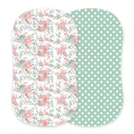 Newcastle Classics Desert Rose and Jade Polka Dot Cotton Changing Pad Cover/Bassinet Sheets - 