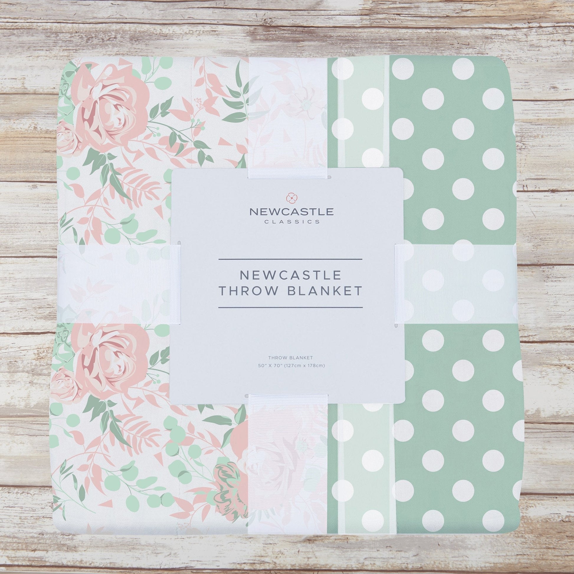Desert Rose and Jade Polka Dot Cotton Muslin Throw Blanket 50 x 70 Inches Newcastle Classics