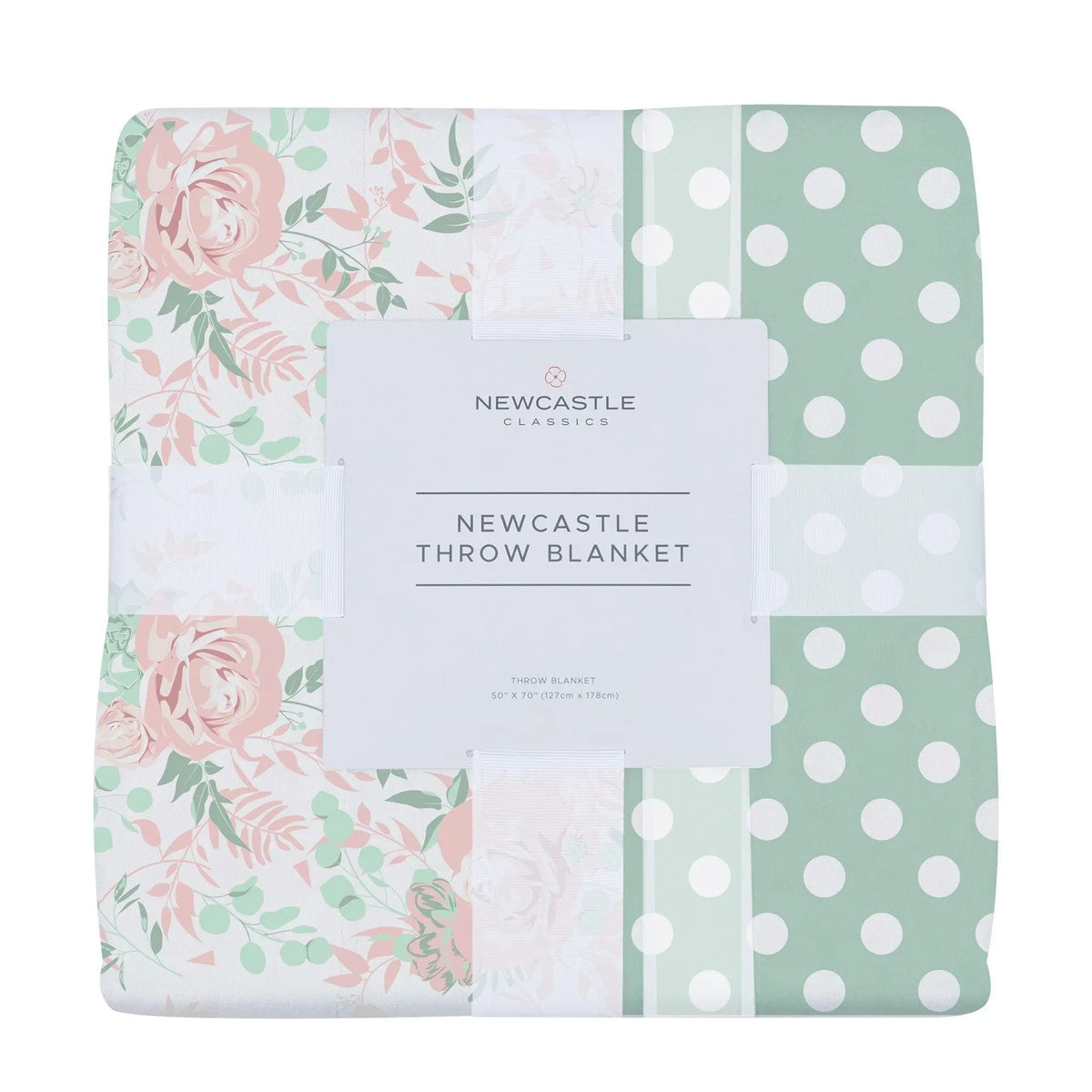 Newcastle Classics Desert Rose and Jade Polka Dot Cotton Muslin Throw Blanket - 
