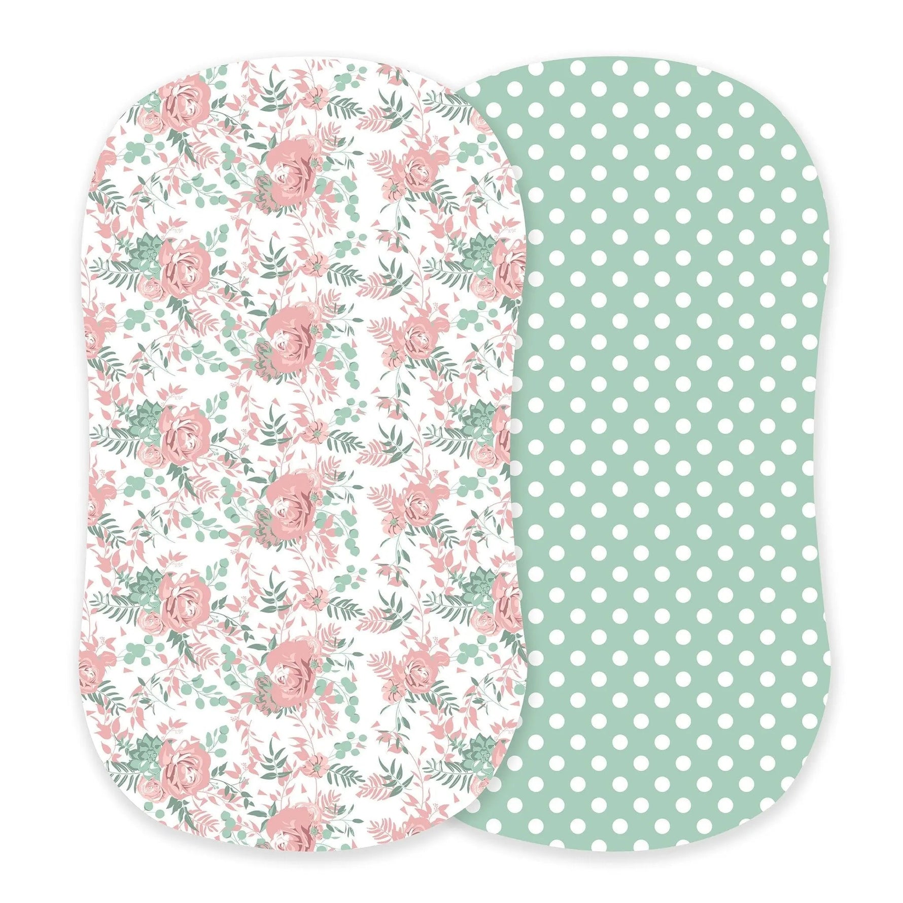 Newcastle Classics Desert Rose Jade Polka Dot Bassinet Sheets Cotton Pad Cover - 