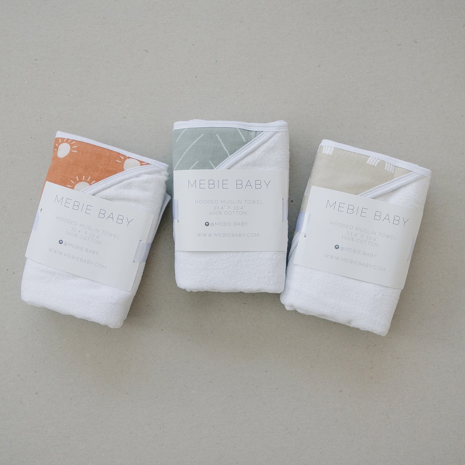 Mebie Baby Desert Sage Muslin Hooded Baby Towel For Gentle Drying - 