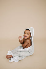 Mebie Baby Desert Sage Muslin Hooded Baby Towel For Gentle Drying - 