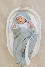 Mebie Baby Desert Sage Muslin Hooded Baby Towel For Gentle Drying - 