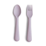 Mushie Dinnerware Fork and Spoon Set for Kids BPA Free Plastic Flatware Dishwasher Safe Made in Denmark -