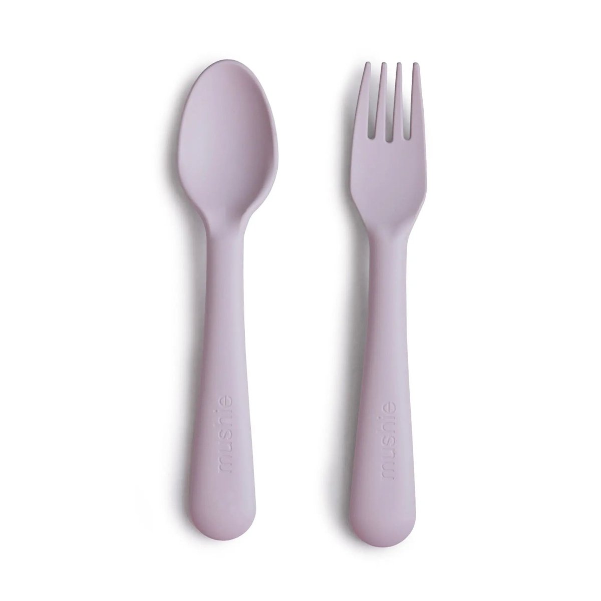 Mushie Dinnerware Fork and Spoon Set for Kids BPA Free Plastic Flatware Dishwasher Safe Made in Denmark -