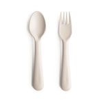 Mushie Dinnerware Fork and Spoon Set for Kids BPA Free Plastic Flatware Dishwasher Safe Made in Denmark -