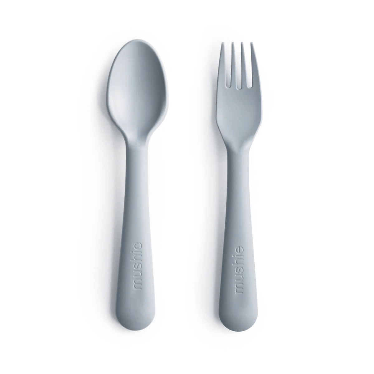 Mushie Dinnerware Fork and Spoon Set for Kids BPA Free Plastic Flatware Dishwasher Safe Made in Denmark -
