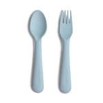 Mushie Dinnerware Fork and Spoon Set for Kids BPA Free Plastic Flatware Dishwasher Safe Made in Denmark -