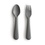 Mushie Dinnerware Fork and Spoon Set for Kids BPA Free Plastic Flatware Dishwasher Safe Made in Denmark -