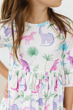 Mila & Rose ® Dino Darling 3/4 Sleeve Pocket Twirl Dress - 