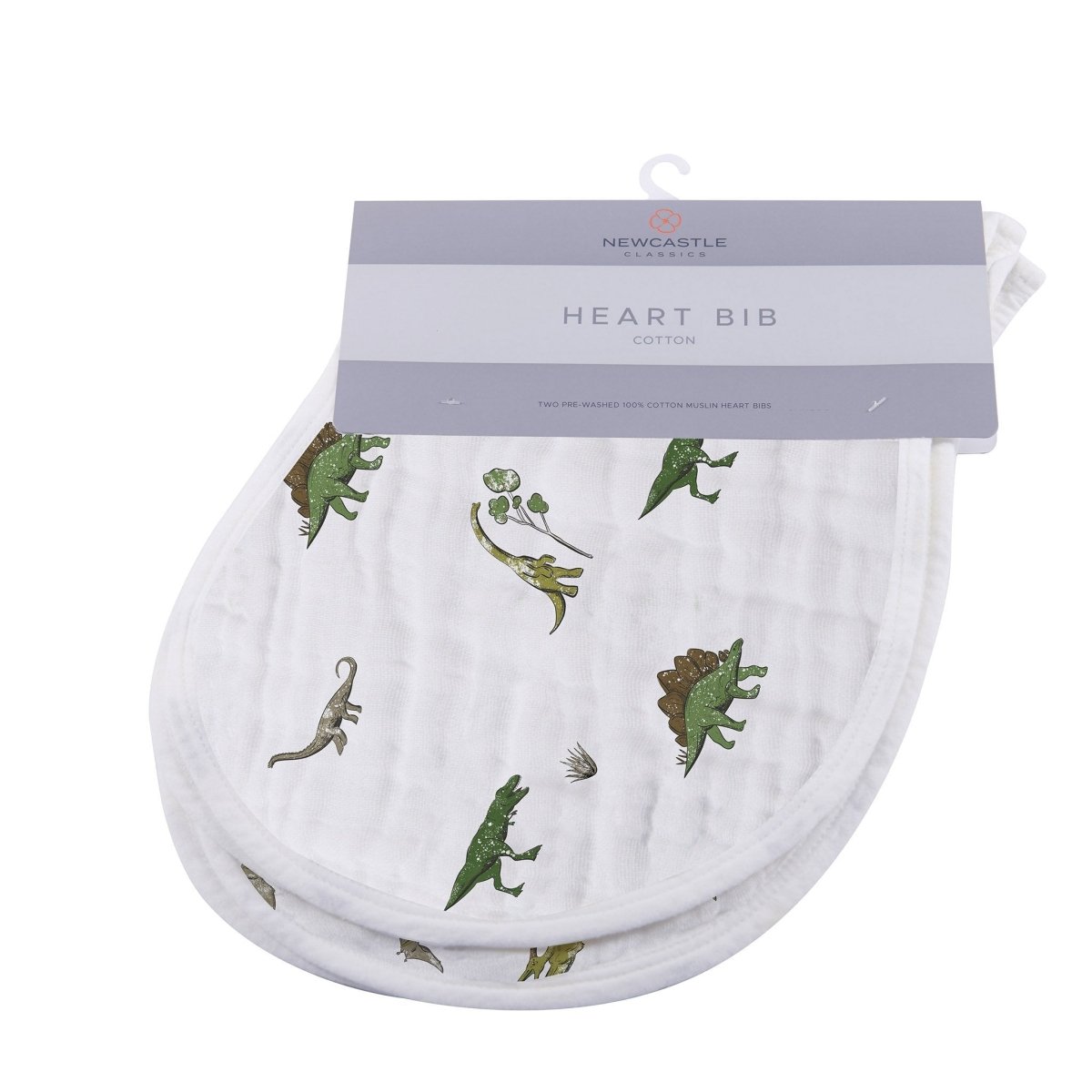 Newcastle Classics Dino Days Cotton Burp Cloth Bibs with Soft Absorbency for Modern Parents - 