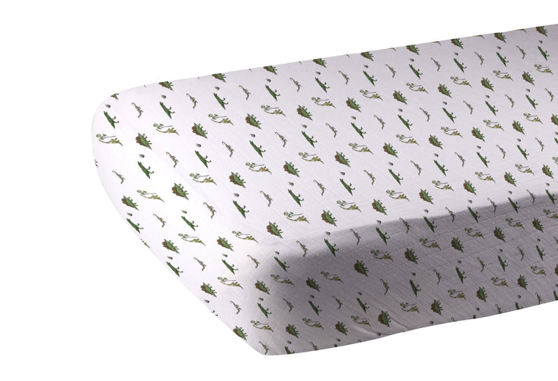Dino Days Cotton Muslin Crib Sheet Breathable Soft Comfortable 28x52 Inches Newcastle Classics
