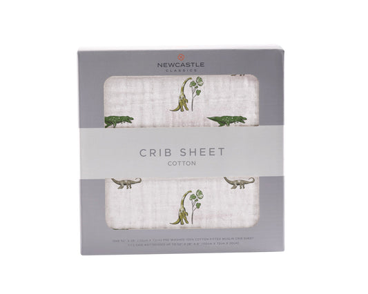 Dino Days Cotton Muslin Crib Sheet Breathable Soft Comfortable 28x52 Inches Newcastle Classics