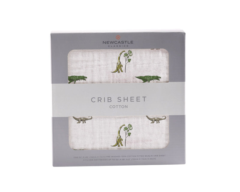 Dino Days Cotton Muslin Crib Sheet Breathable Soft Comfortable 28x52 Inches Newcastle Classics