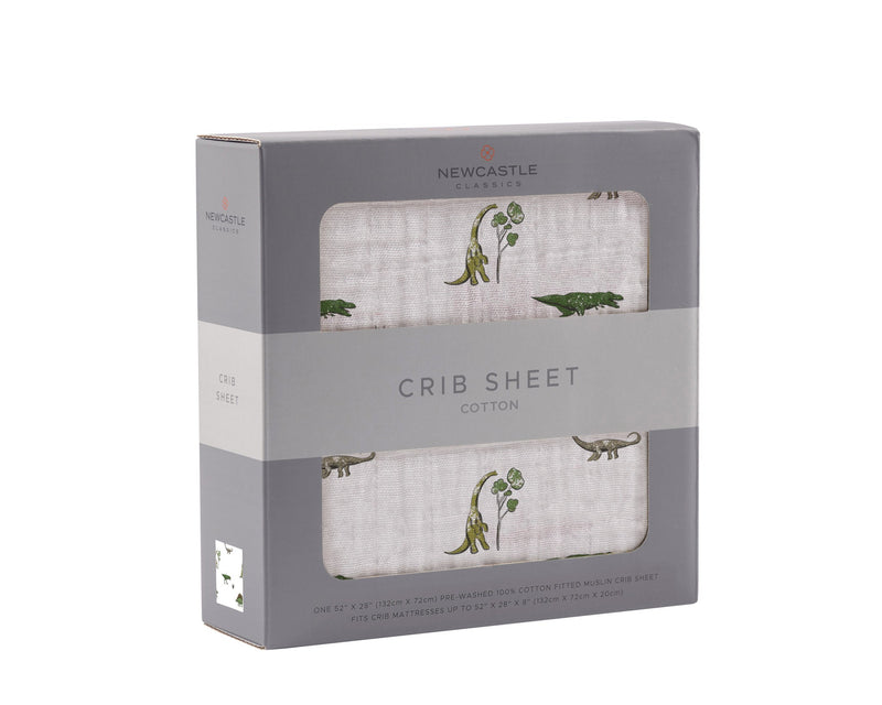 Dino Days Cotton Muslin Crib Sheet Breathable Soft Comfortable 28x52 Inches Newcastle Classics
