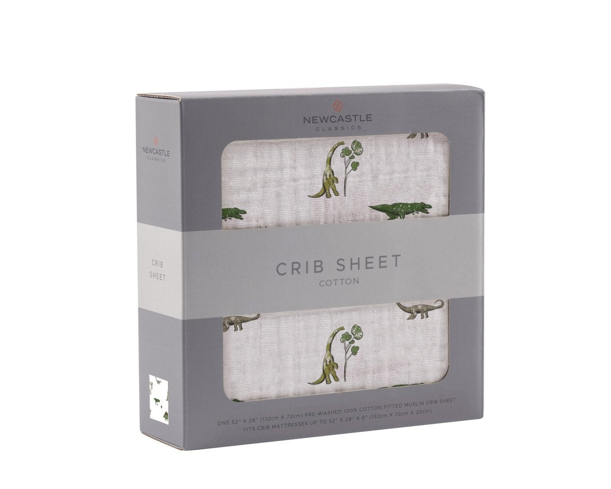 Newcastle Classics Dino Days Cotton Muslin Crib Sheet with Breathable Comfort for Babies - 